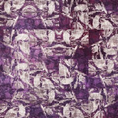 Seamless abstract pattern in beige and purple. Detailed intricate highly textured feminine design. Repeat textile material for surface design. Girly fuchsia rich luxurious pattern.