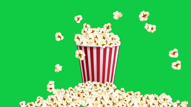 green screen animated popcorn explode,movie time