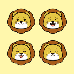 Cute Wild Lion with Alternate Emoji or Face Emotion