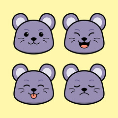 Cute Little Mouse with Alternate Emoji or Face Emotion