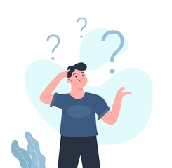 Man thinking with question mark