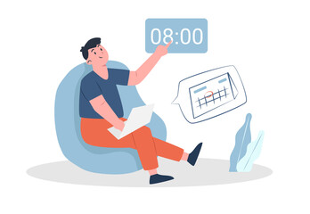 Time management with man and laptop