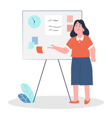 Time management with woman create planning