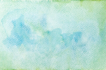 Fototapeta na wymiar Watercolor painting wallpaper. Hand painted green and blue mixing watercolor background.