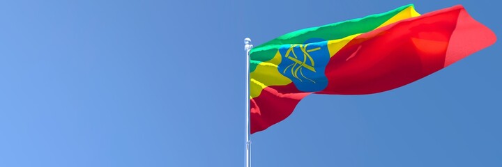 3D rendering of the national flag of Ethiopia waving in the wind