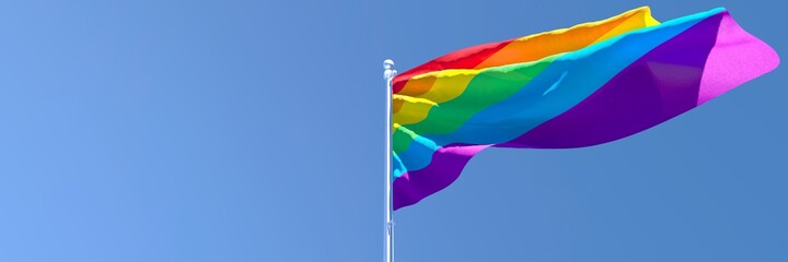 3D rendering of the flag of LGBT waving in the wind