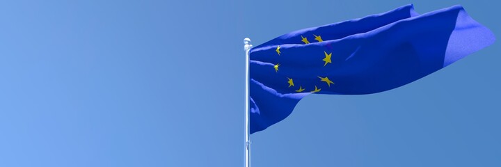 3D rendering of the flag of European Union waving in the wind