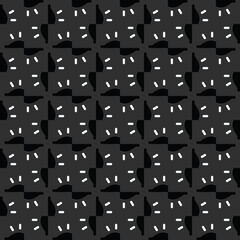 Vector seamless pattern texture background with geometric shapes, colored in black, dark grey, white colors.