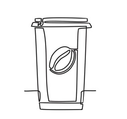 Coffee to go. Continuous one line sketch. ontinuous one line paper cup of coffee. Simple sketch hand drawing linear icon, cup of coffee made of one line. Vector illustration