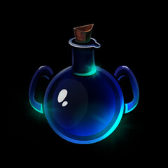 4000x4000 pixels.
Magic blue bottle on a black background. Isolated image, game graphics, illustration, icon design, interface element. Bright bottle in a casual style.
Gui.