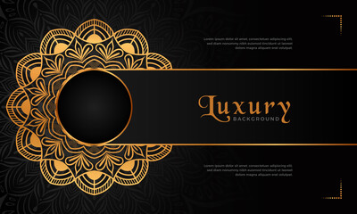 Luxury mandala background with floral ornament pattern. Hand drawn gold mandala design. Vector mandala template for decoration invitation, cards, wedding, logos, cover, brochure, flyer, banner.