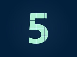 5 number, vector desing font.  Made of knife cut. For logo, brand label, design elements, corporate identity, application & more. IsolatedEps10 illustration