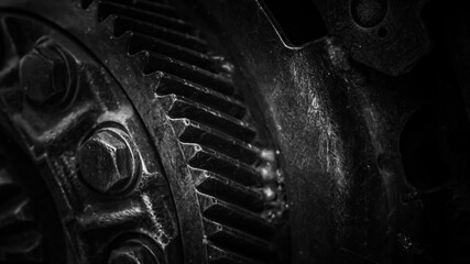  Engine Gear Machine In Black And White