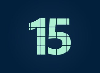 15 number, vector desing font.  Made of knife cut. For logo, brand label, design elements, corporate identity, application & more. IsolatedEps10 illustration