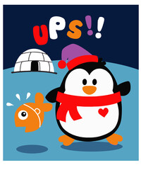 Penguin image vector illustration for t shirt or advertising