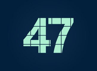 47 number, vector desing font.  Made of knife cut. For logo, brand label, design elements, corporate identity, application & more. IsolatedEps10 illustration