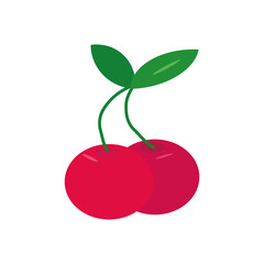cherry in vector flat isolated on white. fruit, berry, card, sticker, icon, poster