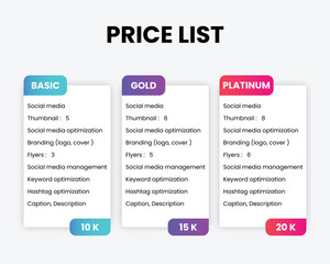 simple price list for digital marketing
