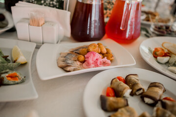 food on the table in a restaurant for a holiday