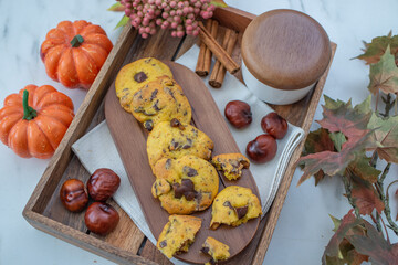sweet home made pumpkin chocolate chip cookies