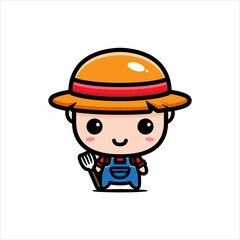 cute farmer character vector design