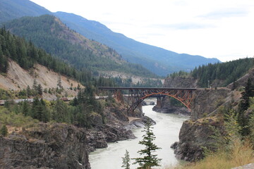 Fototapeta na wymiar Railway Bridge, Fraser River Valley, British Columbia, Canada.