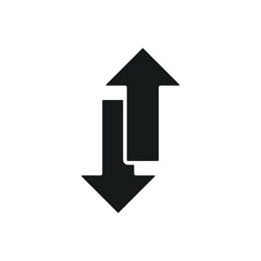 Up and down arrow icon. Two arrows with different direction can be used for input output process, forward sign, vertical swap. Glyph, solid vector illustration. design on white background. EPS 10