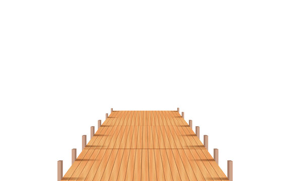 wooden bridge on the white background	
