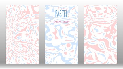 Cotton candy vector set. Bright backgrounds for social stories. Vertical vector templates, pastel colors, ice cream curvature