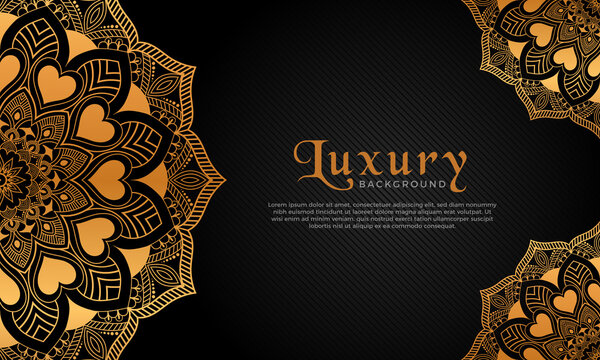 Luxury mandala background with floral ornament pattern. Hand drawn gold mandala design. Vector mandala template for decoration invitation, cards, wedding, logos, cover, brochure, flyer, banner.