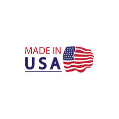 Made in usa logo design. Flag made america american states flags product badge quality patriotic labels emblem star ribbon sticker,Vector illustration