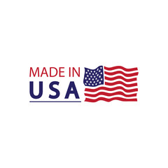 Made in usa logo design. Flag made america american states flags product badge quality patriotic labels emblem star ribbon sticker,Vector illustration