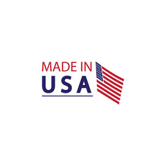 Made in usa logo design. Flag made america american states flags product badge quality patriotic labels emblem star ribbon sticker,Vector illustration