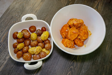 Slow Cooked chicken and roasted creamer potatoes.