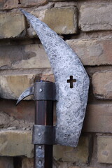 halberd on the wall of the castle
