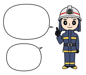 消防士　防火服　吹き出し