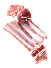 Lamb ribs with meat isolated on a white background.
