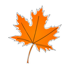 Fototapeta premium Vector autumn leaf continuous line drawing. Logo, icon, label. Vector illustration.