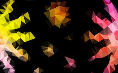 Light Red, Yellow vector shining triangular background.