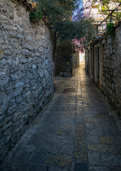 Fototapeta na wymiar Alte Gasse in Altstadt von Budva in Montenegro