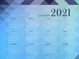 Stylish mosaic pattern 2021 new year calendar design