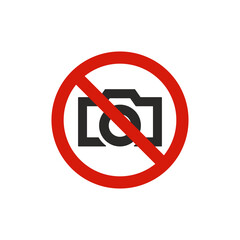 No camera allowed sign. Prohibition symbol modern, simple, vector, icon for website design, mobile app, ui. Vector Illustration