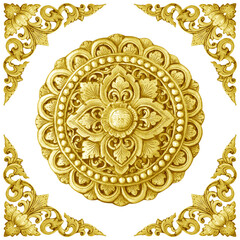 Pattern of gold metal flower carved vintage background