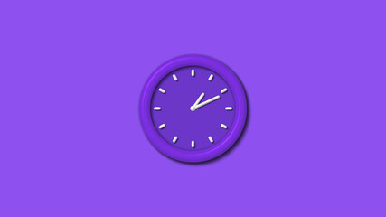 Purple color 12 hours 3d wall clock isolated on purple background,wall clock isolated