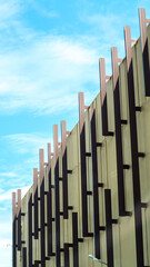 The background of the building and the sky is bright.