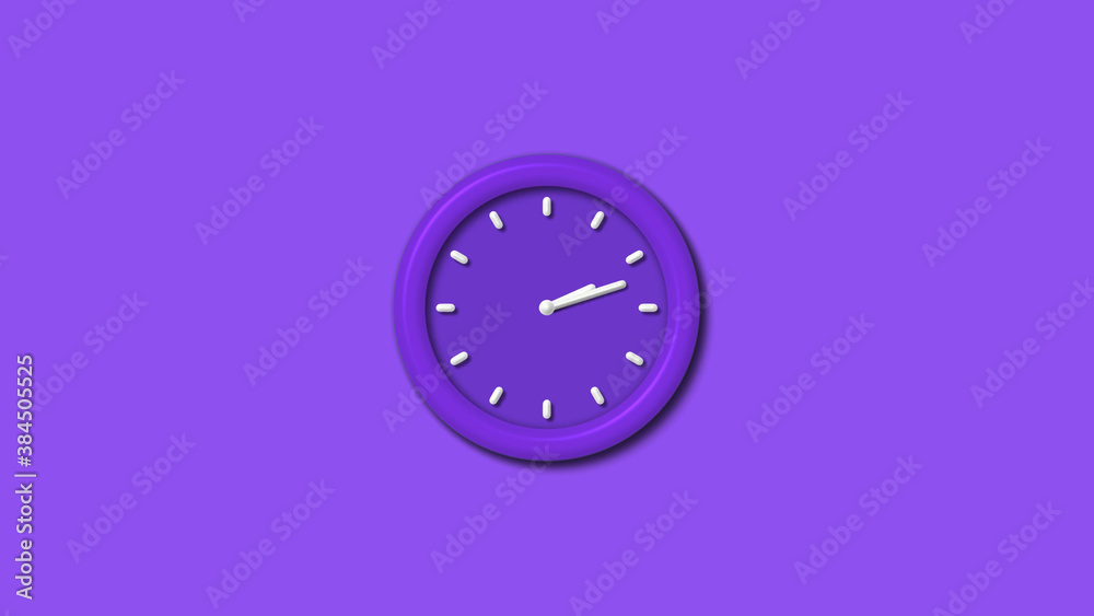 Wall mural 12 hours 3d wall clock isolated on purple background, counting down wall clock