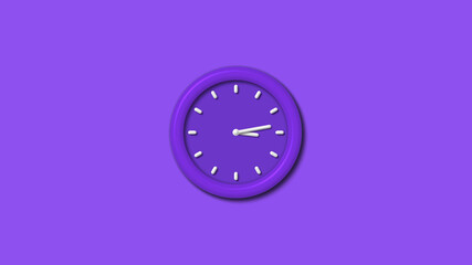12 hours 3d wall clock isolated on purple background, counting down wall clock