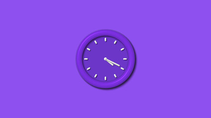 12 hours 3d wall clock isolated on purple background, counting down wall clock