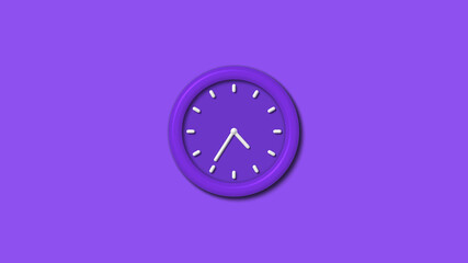 12 hours 3d wall clock isolated on purple background, counting down wall clock