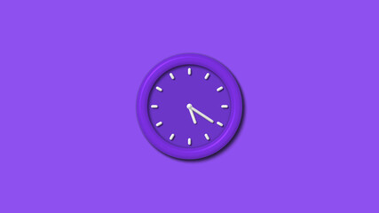 Purple color 12 hours 3d wall clock isolated on purple background,3d wall clock, Clock isolated